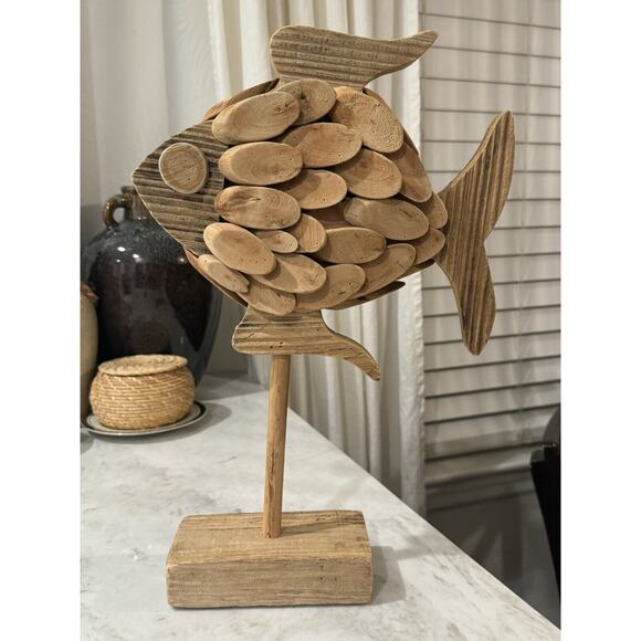 Driftwood Fish Sculpture Beach Ocean Art Marina Beach Nautical‎ Fish Decor 16” - Picture 6 of 8